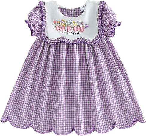 Toddler Girl Easter Dress Christian Baby Clothes God is Good Embroidery Smocked Dress Girls Jesus Easter Outfit in Kuwait