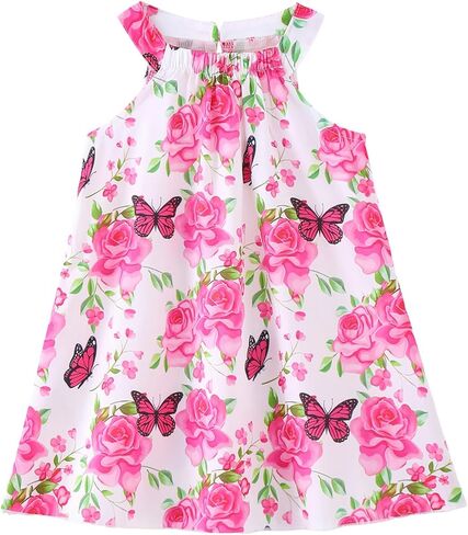 sweetabby Toddler Baby Girl Clothes Ruffle Sleeveless Dress Infant Halter Beach Sundress Summer Outfits Toddler Dress in Saudi Arabia