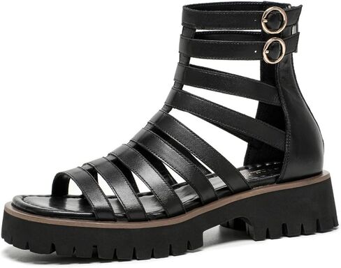 BEAU TODAY Gladiator Sandals for Women, Chunky Platform Leather Fisherman Sandals for Women with Back Zipper Open Toe, Lightweight Casual Comfort Fashion Summer Beach Dressy Shoes in Saudi Arabia