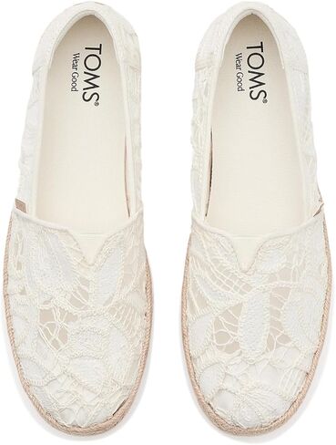 TOMS Women's Valencia Espadrille, Fabric Upper, Egret Floral Crochet, 8B in Kuwait