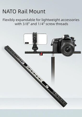 ملحق كاميرا السكك الحديدية الطويلة لحلف شمال الأطلسي متوافق مع كاميرات DSLR سبائك الألومنيوم 1/4 "3/8" موضوع للبث المباشر لمدونة الفيديو in Kuwait