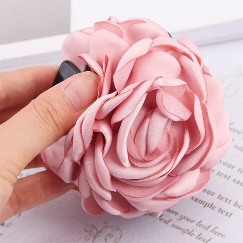 2Pcs Wine red Women Chiffon Rose Flower Jaw Clip, Floral Jaw Barrettes Grips Clamps Twist Hair Up Hair Claw Fancy Accessories for Women Girl in Kuwait