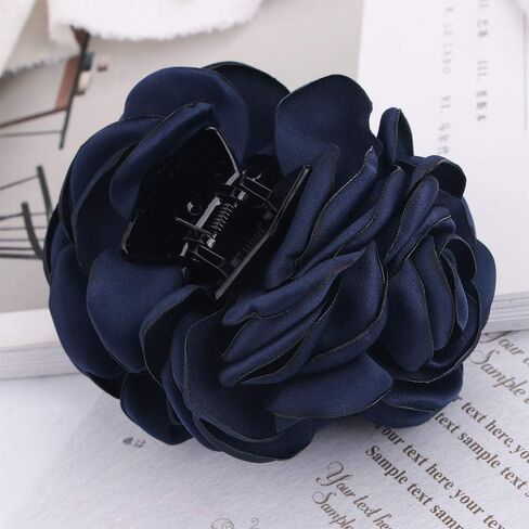 2Pcs Wine red Women Chiffon Rose Flower Jaw Clip, Floral Jaw Barrettes Grips Clamps Twist Hair Up Hair Claw Fancy Accessories for Women Girl in Kuwait