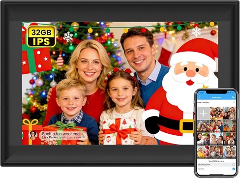 إطار صور رقمي SSAWiFiFRAME مقاس 10.1 بوصة إطار صور ذكي WiFi، شاشة لمس 1280 * 800 IPS تدور تلقائيًا، ذاكرة مدمجة 32 جيجابايت، 50 صورة / مشاركة فيديو 200 ميجابايت عبر تطبيق مجاني، هدية للنساء/الأم in Kuwait