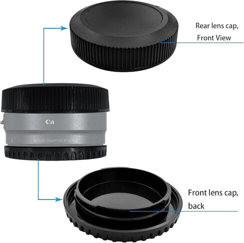 غطاء العدسة الأمامية + غطاء الغطاء الخلفي متوافق مع محول تركيب Canon EF - EOS R، متوافق مع EOS RP R R6 R5 R50 R100 R10 R8 R7 R6 Mark II R5C R3، HUIPUXIANG [1+1 Pack] in Kuwait