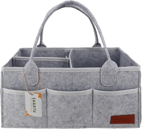 Sharth Baby Diaper Caddy Organizer with Handle, Baby Shower Gifts Basket Bag, Registry Search Must Haves Items, Nursery Storage Organizer for Newborn Girl Boy, Car Diaper Caddy (Beige) in Kuwait