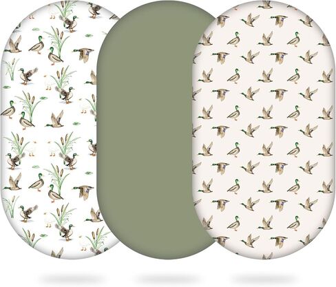 3 Pack Mallard Duck Bassinet Sheets, 32x16x3.9 Inch, Unisex Hunting Fitted Baby Bedding for Standard Bassinet Mattress, Neutral Nursery Decor, Soft and Breathable in Saudi Arabia
