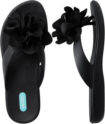صندل نسائي من Oka-B Elle Zinnia Flip Flop مع لمسة زهور كبيرة الحجم in Kuwait