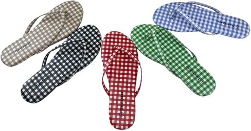 Plaid Flip Flops for Women Memory Foam Flat Sandals Comfortable Casual Thong Summer Outdoor Beach Slide Sandal Slippers with Wide Width Size 6-11 in Saudi Arabia
