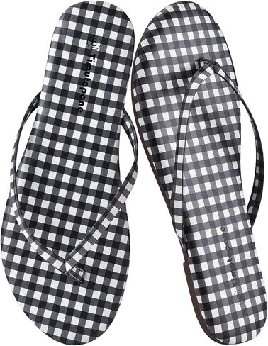 Plaid Flip Flops for Women Memory Foam Flat Sandals Comfortable Casual Thong Summer Outdoor Beach Slide Sandal Slippers with Wide Width Size 6-11 in Saudi Arabia