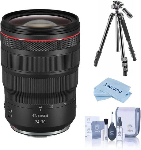 Canon RF 24-70mm f/2.8 L عبارة عن عدسة USM، حزمة مع حامل ثلاثي متعدد الوظائف، مجموعة تنظيف كاملة، قطعة قماش للتنظيف من الألياف الدقيقة، ضمان محدود لمدة عام in Kuwait