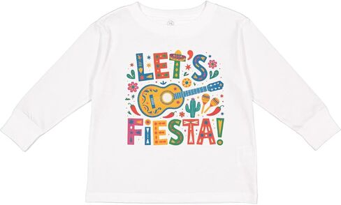 تي شيرت Inktastic Let's Fiesta Sombrero Guitar بأكمام طويلة للأطفال الصغار in Kuwait