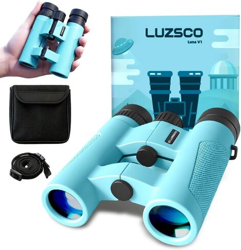 Binoculars for Kids 8-12, 10x25 Kids Binoculars for Nature Exploration, HD Childrens Binocular for Bird Watching, Hiking, Camping, Outdoor Adventure - Blue in Kuwait