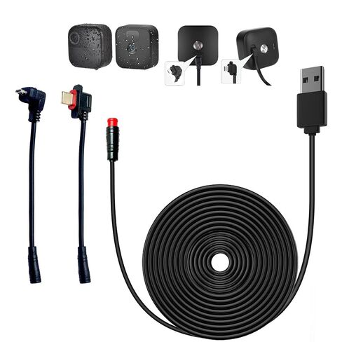 24.9ft/7.6m Power Charging Cable for Blink Outdoor 4 (4th Gen)&(3rd Gen)&Blink XT2/XT, Weatherproof Charging Extender Cable with Extra Type C and Micro USB Charging Connector Continuously in Kuwait