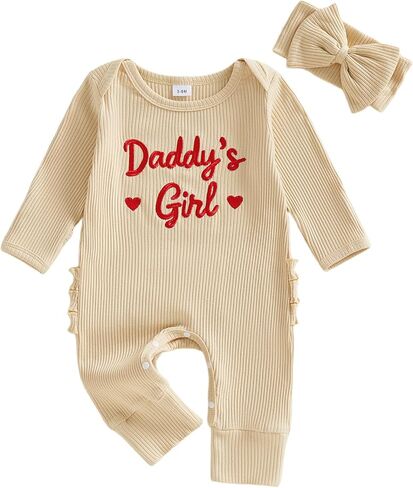 My First Fathers Day Baby Girl Outfit Daddys Girl Onesie Long Sleeve Romper Jumpsuit Infant Newborn Clothes in Kuwait