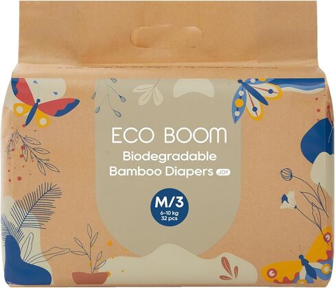 حفاضات ECO BOOM مقاس 3، حفاضات من الخيزران الفيسكوز، مستدامة، تغليف ورقي in Kuwait