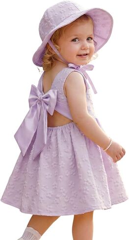 0-24Months Baby Girl Bowknot Backless Sleeveless Dress Infant Flower Clothes Toddler Sundress Summer Outfits in Kuwait