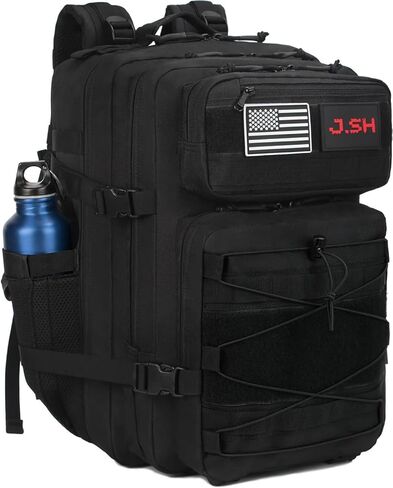 حقيبة ظهر تكتيكية J.SH 25L/35L/45L حقيبة ظهر عسكرية حقيبة ظهر للرجال والنساء مع زجاجة مياه وحقيبة صالة الألعاب الرياضية - 25 لتر أسود in Saudi Arabia