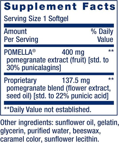 لايف اكستنشين مكمل غذائي بمستخلص الرمان الصحي الفائق للحماية من مضادات الاكسدة - غني بالبوليفينول والفواكه والزهور ومستخلصات البذور - خال من الغلوتين - 30 كبسولة جيلاتينية in Kuwait