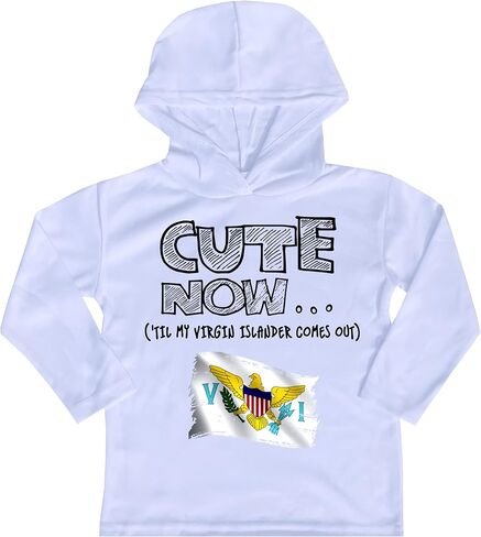 USVI Long Sleeve Hooded Toddler Youth T-Shirt 'Til My Virgin Islander Comes Out Kids Shirt Top White 2T-8T in Kuwait