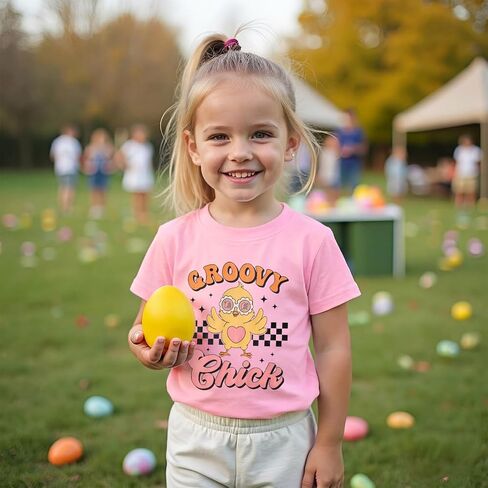 CM C&M WODRO Toddler Baby Girl Easter Groovy Chick Shirt Kids Cute Glasses Chicken Checkered T-Shirt Short Sleeve Tee Tops in Saudi Arabia