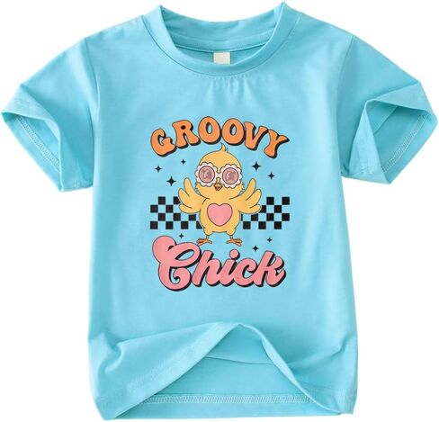 CM C&M WODRO Toddler Baby Girl Easter Groovy Chick Shirt Kids Cute Glasses Chicken Checkered T-Shirt Short Sleeve Tee Tops in Saudi Arabia