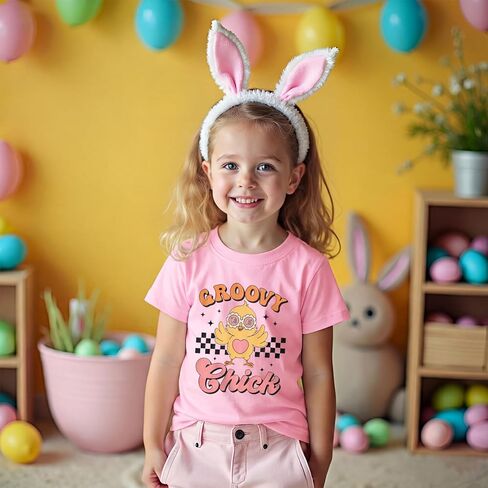 CM C&M WODRO Toddler Baby Girl Easter Groovy Chick Shirt Kids Cute Glasses Chicken Checkered T-Shirt Short Sleeve Tee Tops in Saudi Arabia
