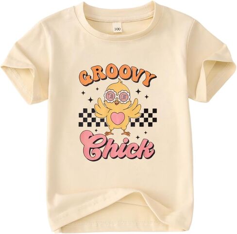 CM C&M WODRO Toddler Baby Girl Easter Groovy Chick Shirt Kids Cute Glasses Chicken Checkered T-Shirt Short Sleeve Tee Tops in Saudi Arabia