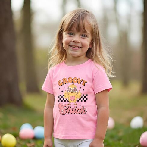 CM C&M WODRO Toddler Baby Girl Easter Groovy Chick Shirt Kids Cute Glasses Chicken Checkered T-Shirt Short Sleeve Tee Tops in Saudi Arabia
