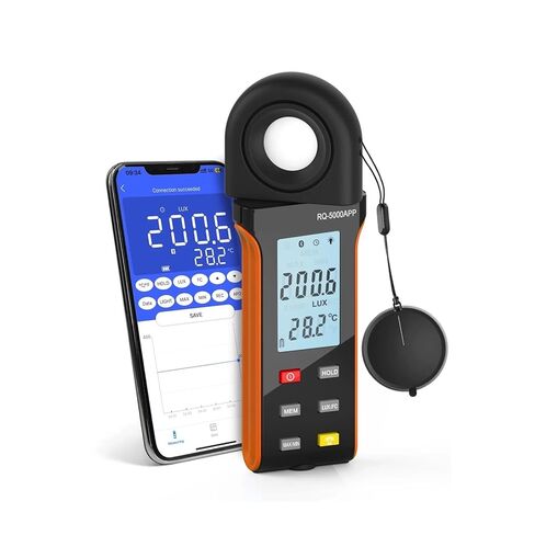 مقياس Luxmeter عالي الأداء مع تطبيق e APP متعدد الاستخدامات ودقيق وغني بالميزات لقياس وتحليل الضوء الاحترافي (HP-5000APP) in Kuwait