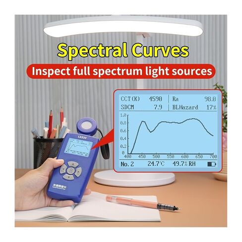 جهاز قياس الضوء الطيفي Luxmeter Luxmeter PPFD CCT UVI CRI منحنى الطيف جهاز اختبار لوكس الاحترافي لإضاءة النباتات LS330 in Kuwait