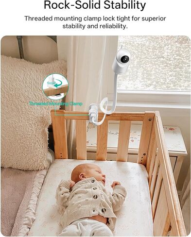 حامل شاشة الأطفال Jartoo متوافق مع HelloBaby HB65/HB40/HB6560/HB6339/HB6550 Pro، بصريات الأطفال الرضع، Momcozy، Nanit، VAVA، 16.9 بوصة ذراع مرن طويل للسرير معقوفة، بدون أدوات أو تلف في الجدار in Kuwait