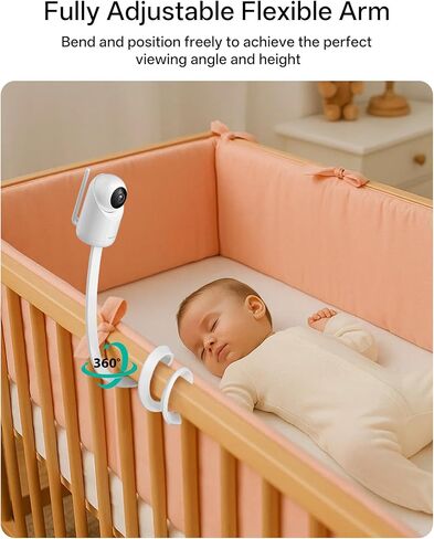حامل شاشة الأطفال Jartoo متوافق مع HelloBaby HB65/HB40/HB6560/HB6339/HB6550 Pro، بصريات الأطفال الرضع، Momcozy، Nanit، VAVA، 16.9 بوصة ذراع مرن طويل للسرير معقوفة، بدون أدوات أو تلف في الجدار in Kuwait