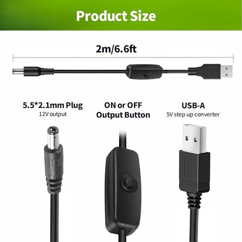 سلك محول طاقة USB 12 فولت من LONNKY مع مفتاح مضمّن لكاميرا سيارة الأطفال Luckview، وشاشة Furrion FOS07TADS Vision S، وكابل تعزيز محول 5 فولت إلى تيار مستمر 12 فولت in Kuwait