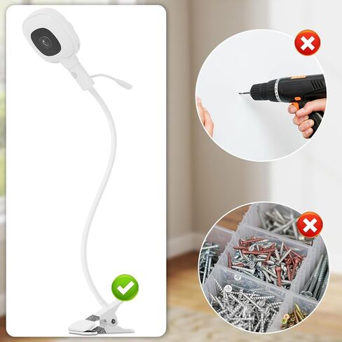 حامل شاحن شاشة الطفل متوافق مع جهاز مراقبة الأطفال Nanit Pro، مشبك تثبيت مع غطاء مغلق بالكامل ومنفذ من النوع C، كابل طاقة بطول 10 أقدام بدون أداة أو تلف الجدار (الكاميرا غير متضمنة) in Kuwait