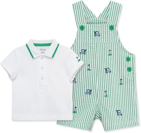 Little Me Baby Boy Shortall Set – 2-Piece, Tee Shirt and Overall Shorts, Cute and Comfy Outfits in Kuwait