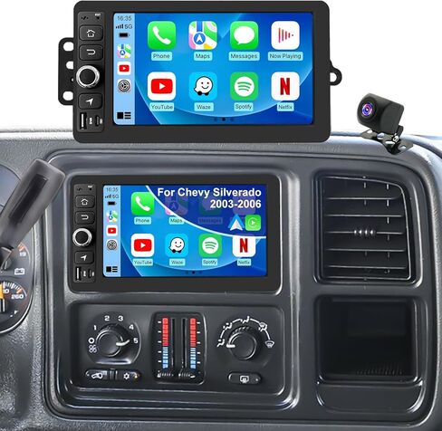 5G WiFi Car Radio for Chevy Silverado 1500/2500/3500 2003-2006, GMC Sierra 1500/2500/3500 2003-2006, Yukon 2003-2006, Suburban/Avalanche 2003-2006, 7'' Carplay Android Auto Stereo, GPS FM BT Camera in Kuwait