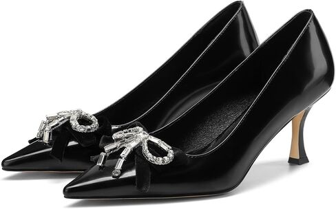 Women's Pointed Toe Pumps with Crystal Rhinestone Bow Closed Toe High Kitten Heels with Stilettos Slip On Evening Wedding Party Prom Dress Shoes in Saudi Arabia