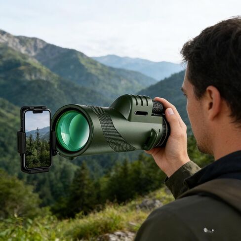 40x60 HD Portable Telescope with Phone Clip, Green Film Objective Lens for Bird Watching Camping Hiking Green in Kuwait
