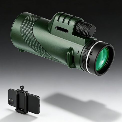 40x60 HD Portable Telescope with Phone Clip, Green Film Objective Lens for Bird Watching Camping Hiking Green in Kuwait