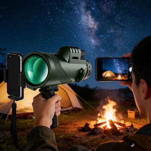 40x60 HD Portable Telescope with Phone Clip, Green Film Objective Lens for Bird Watching Camping Hiking Green in Kuwait