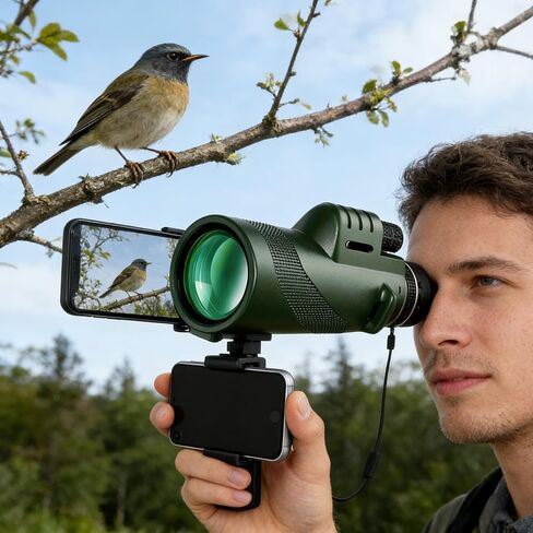 40x60 HD Portable Telescope with Phone Clip, Green Film Objective Lens for Bird Watching Camping Hiking Green in Kuwait