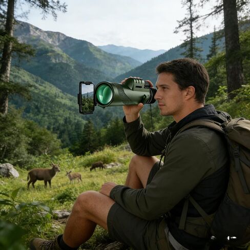 40x60 HD Portable Telescope with Phone Clip, Green Film Objective Lens for Bird Watching Camping Hiking Green in Kuwait
