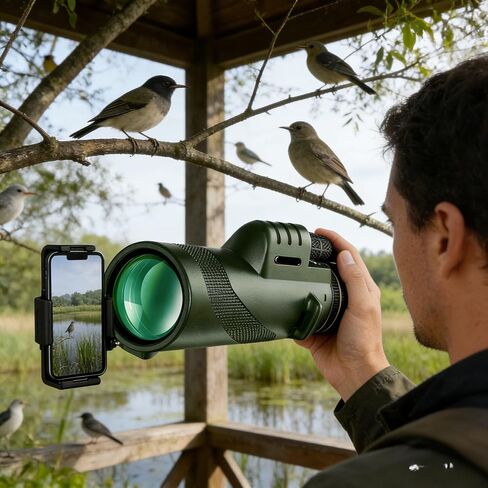 40x60 HD Portable Telescope with Phone Clip, Green Film Objective Lens for Bird Watching Camping Hiking Green in Kuwait