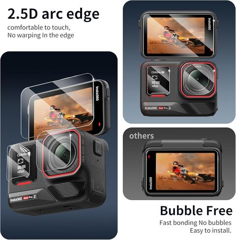 3 + 3 + 3 واقي شاشة وواقي عدسة لكاميرا Insta360 Ace Pro 2 [خلفية + عدسة + أمامية]، طبقة من الزجاج المقسى، حماية من الصدمات، HD، مضاد للكسر، مضاد للخدش، صلابة 9H، صديق للحافظة، خالي من الفقاعات in Kuwait