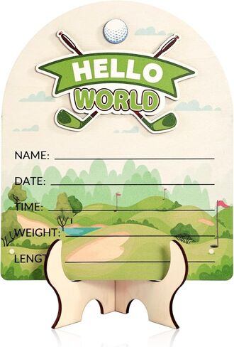 لافتة Hello World لحديثي الولادة، لافتة خشبية لإعلان ولادة الطفل مع قلم للأولاد والبنات لوحة اسم الطفل الجديد لوحة معلومات ولادة حديثي الولادة من أجل صور دعائم ديكورات المستشفيات (موضوع البيسبول) in Kuwait