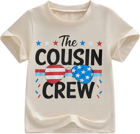 Kids Toddler Boys Girls Cousin Crew 4th of July Shirt USA 250th Anniversary Flag Glasses Patriotic Shirt in Kuwait