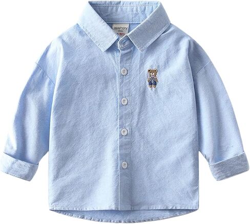 Toddler Children's Shirts for Boys and Girls Long Sleeved Lapel Tops Baby Button Coats Casual Cartoon Embroidery in Kuwait