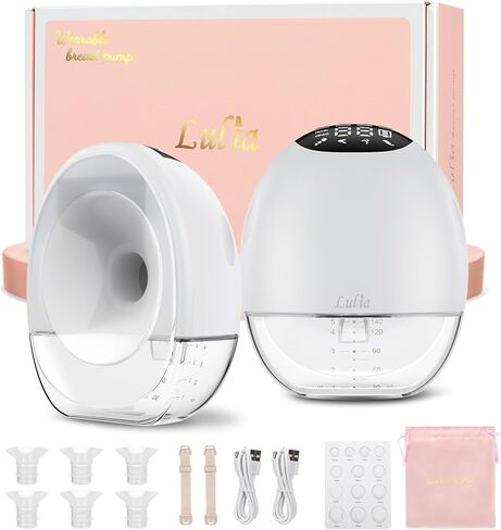 Lulia Breast Pump Hands Free, Upgraded Wearable Breast Pump, 380mmHg Strong Suction, 4 Modes & 9 Levels, Quickly Store Milk, 17/19/21/24MM Flanges, 2 Pack in Saudi Arabia
