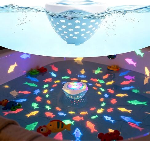cambk Waterproof Bathtub Light for Kids, Battery Operated Fish Bath Lights for Tub & Bath Time, Color Changing Mood Lighting with Fish World Light Show in Kuwait